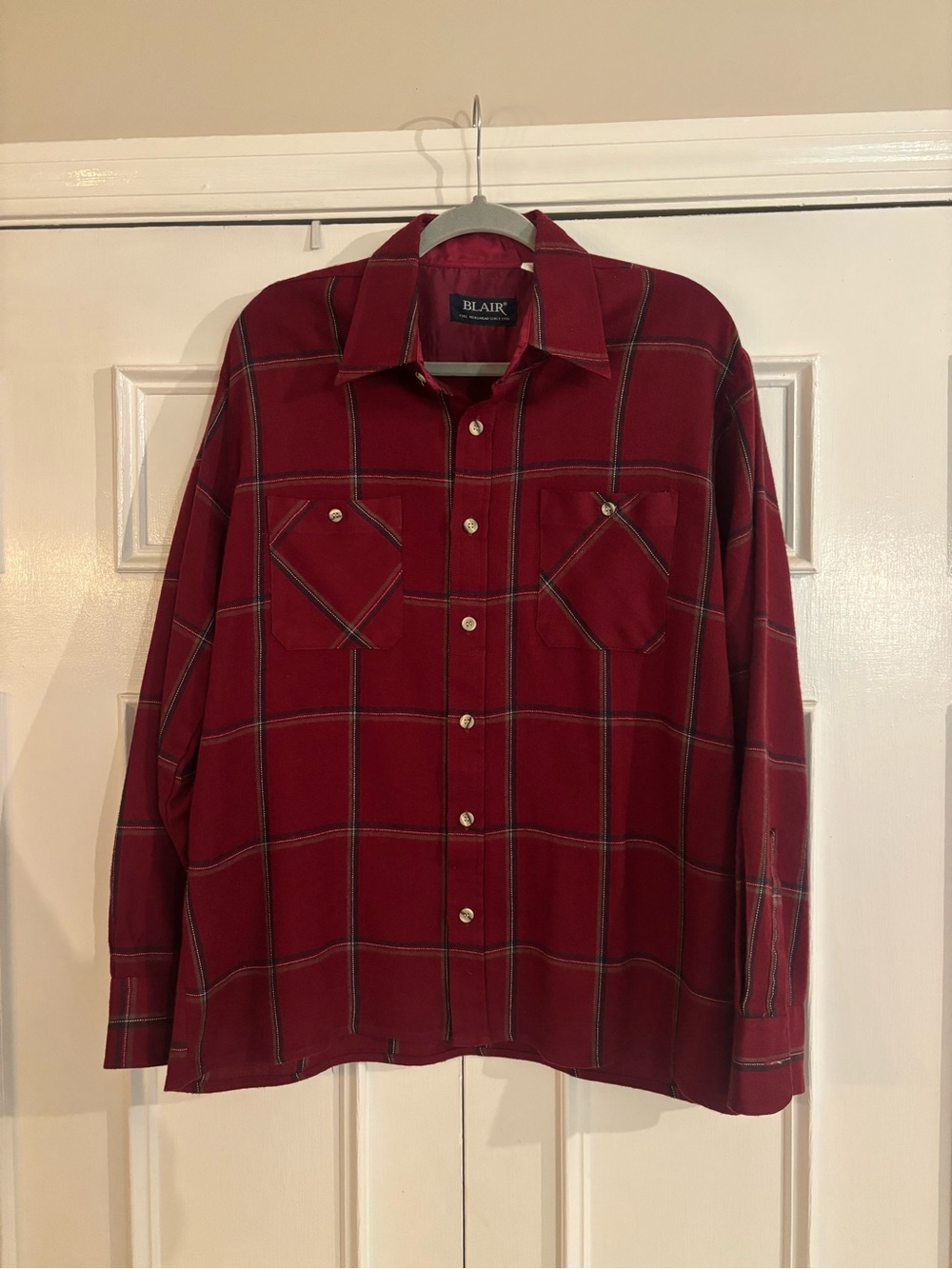 Vintage Blair Fine Menswear Red Plaid Button Down Long Sleeve Shirt Size L